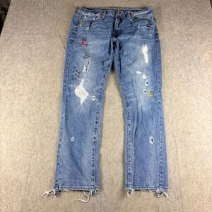 American Eagle Outfitters Skinny‎ Jeans Men's 36x31 Distressed Patched Graffiti